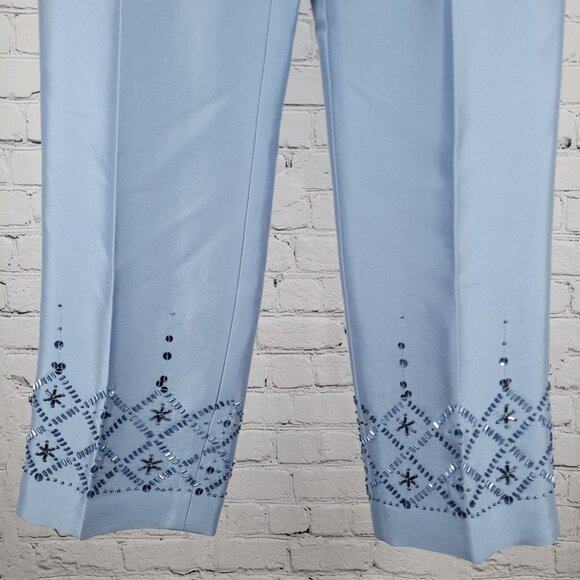 NWD Ann Taylor Blue Silk Sequin Bead Embellished Lined Pants Size 2 (26x28.5) - Picture 9 of 16